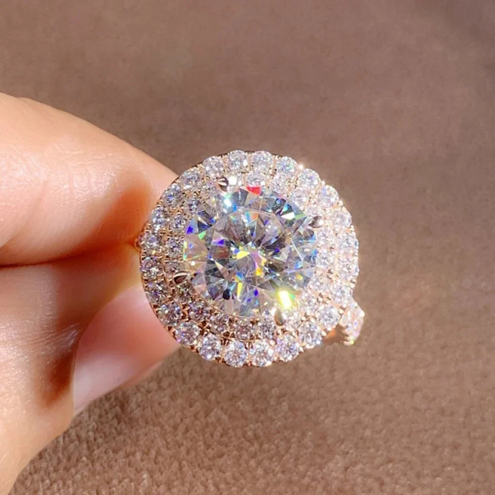 ✨Super Large Round Shiny CZ Hollow Luxury Rose Gold Plated Ring, UNVN120…